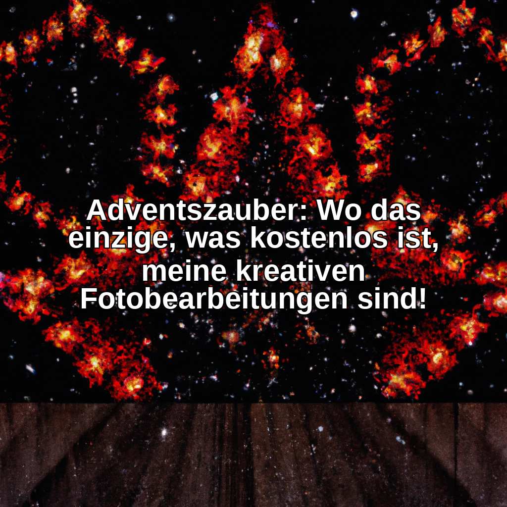 Adventszauber: Wo das einzige, was kostenlos ist, meine kreativen Fotobearbeitungen sind!